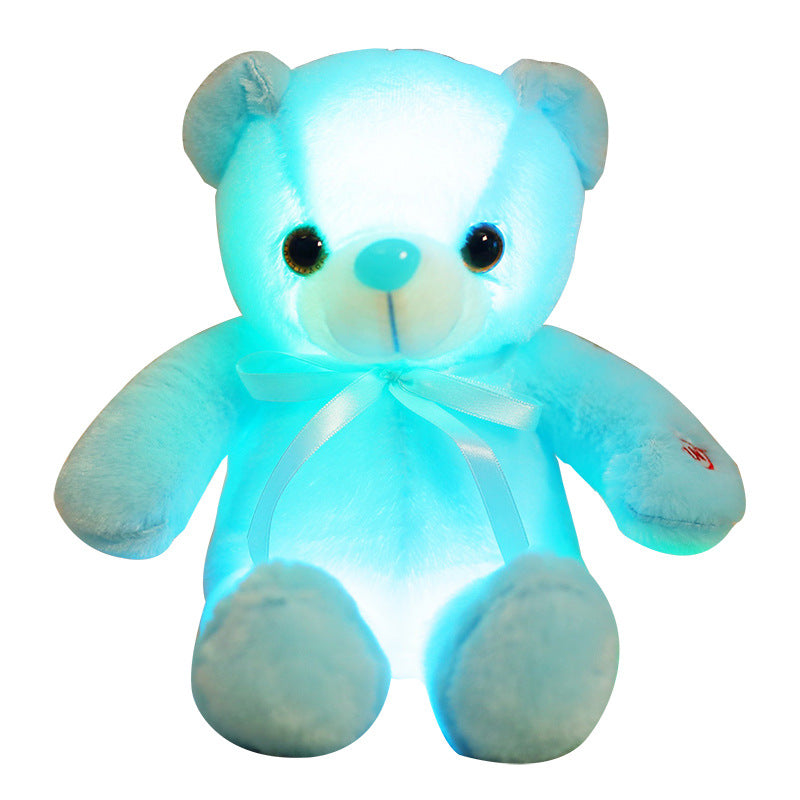 Bow tie teddy bear luminous bear ragdoll plush toy with built-in LED colorful light function trumpet