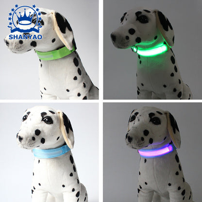 USB luminous dog collar luminous charging collar luminous pet belt pet supplies led flashing dog collar