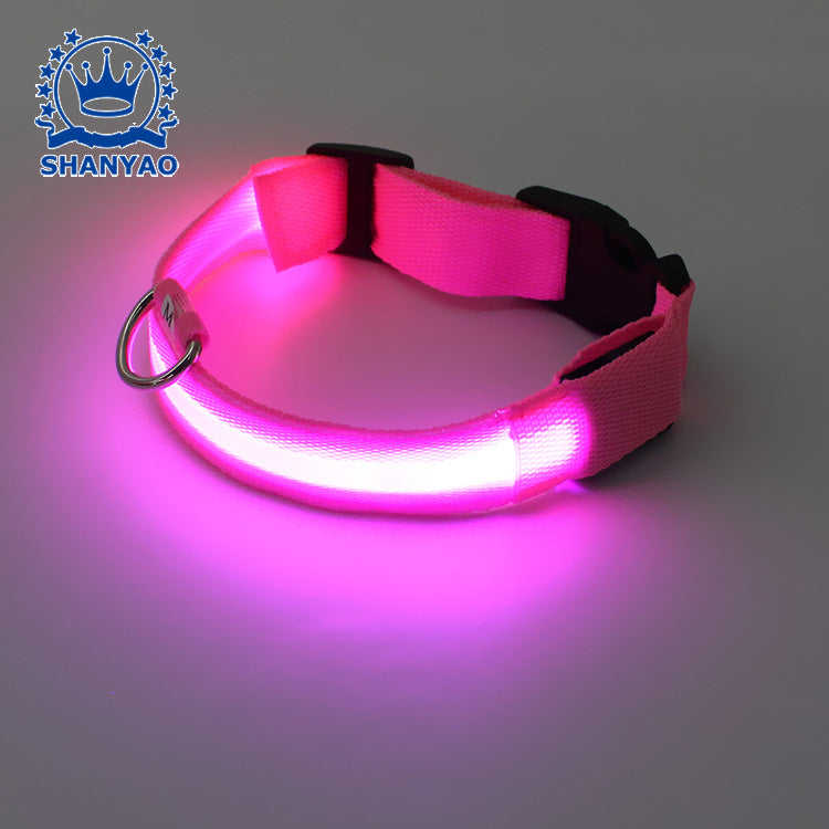 USB luminous dog collar luminous charging collar luminous pet belt pet supplies led flashing dog collar