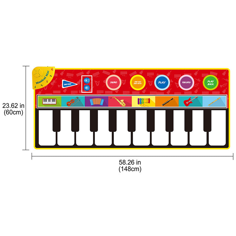 148*60cm children's oversized piano music blanket baby dancing blanket music carpet piano play mat cross-border