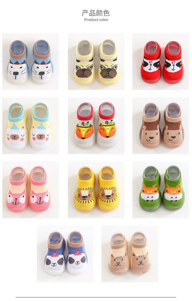 ins Korean version 0-4 years old baby indoor toddler shoes children's socks shoes non-slip soft bottom cartoon pattern factory direct sales