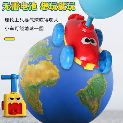 Children's aerodynamic balloon car launch tower boy and girl intelligence baby blowing balloon toy vibrato with the same paragraph