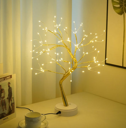 Amazon cross-border explosion led remote control 8 function copper wire lamp pearl tree lamp simulation plum Christmas light night light