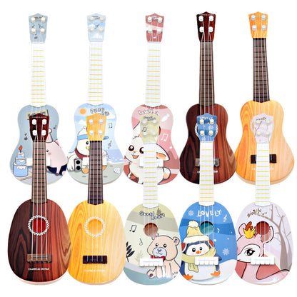 Children's trumpet simulation instrument ukulele mini four-string playable musical toy for early education for enlightenment