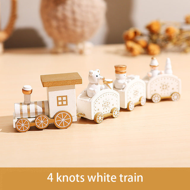 Christmas decorations cartoon creative gifts Christmas train wooden train window desktop Christmas decorations