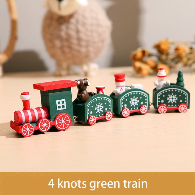 Christmas decorations cartoon creative gifts Christmas train wooden train window desktop Christmas decorations