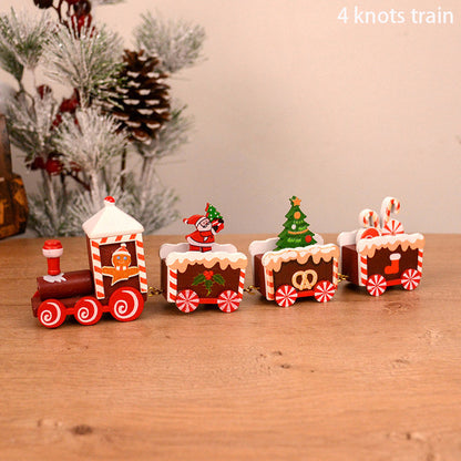 Christmas decorations cartoon creative gifts Christmas train wooden train window desktop Christmas decorations