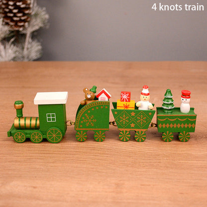 Christmas decorations cartoon creative gifts Christmas train wooden train window desktop Christmas decorations