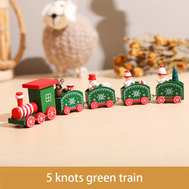 Christmas decorations cartoon creative gifts Christmas train wooden train window desktop Christmas decorations