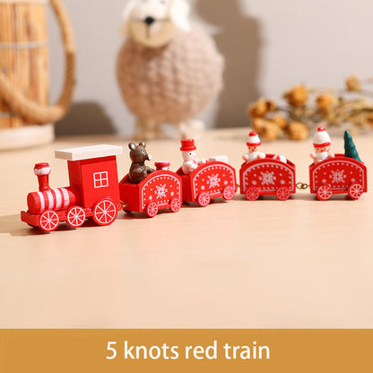 Christmas decorations cartoon creative gifts Christmas train wooden train window desktop Christmas decorations