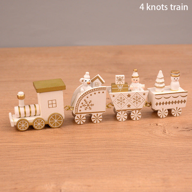 Christmas decorations cartoon creative gifts Christmas train wooden train window desktop Christmas decorations