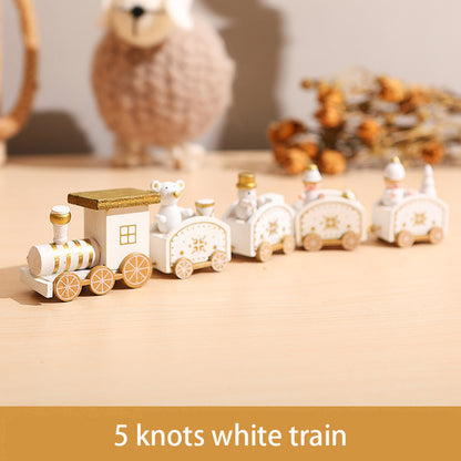 Christmas decorations cartoon creative gifts Christmas train wooden train window desktop Christmas decorations