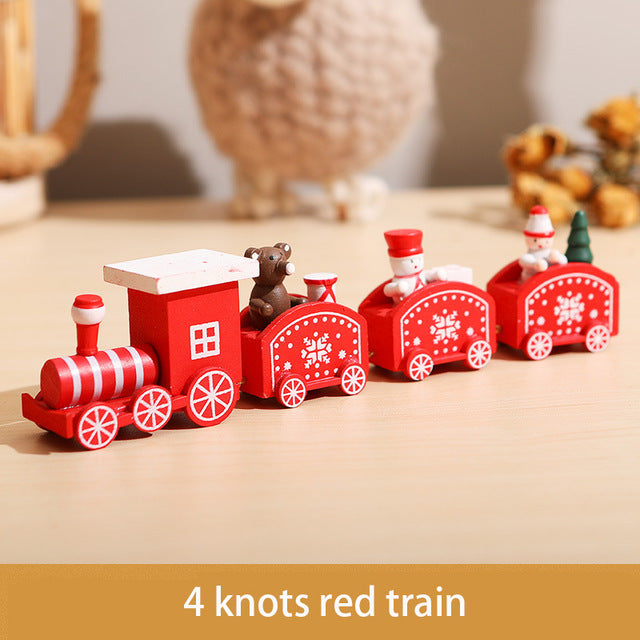 Christmas decorations cartoon creative gifts Christmas train wooden train window desktop Christmas decorations