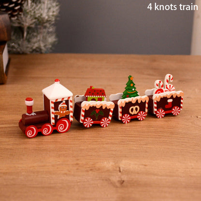 Christmas decorations cartoon creative gifts Christmas train wooden train window desktop Christmas decorations