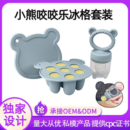 Cross-border bite silicone bear ice tray set food grade chewing gum ice tray fruit and vegetable fun Amazon hot seller