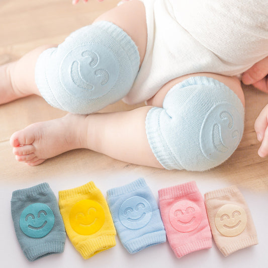 New terry children's knee pads elbow pads summer baby baby crawling toddler knee pads non-slip dispensing smiley face knee pads