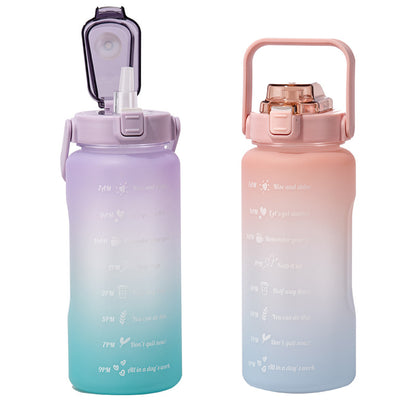 Creative large-capacity plastic cup bouncing cover outdoor frosted sports bottle gradient color space cup with scale cup