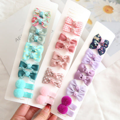 A116 Factory Wholesale Children's Headwear Hair Accessories Baby Basic Bow Hair Clip 10-Piece Set 1 Set