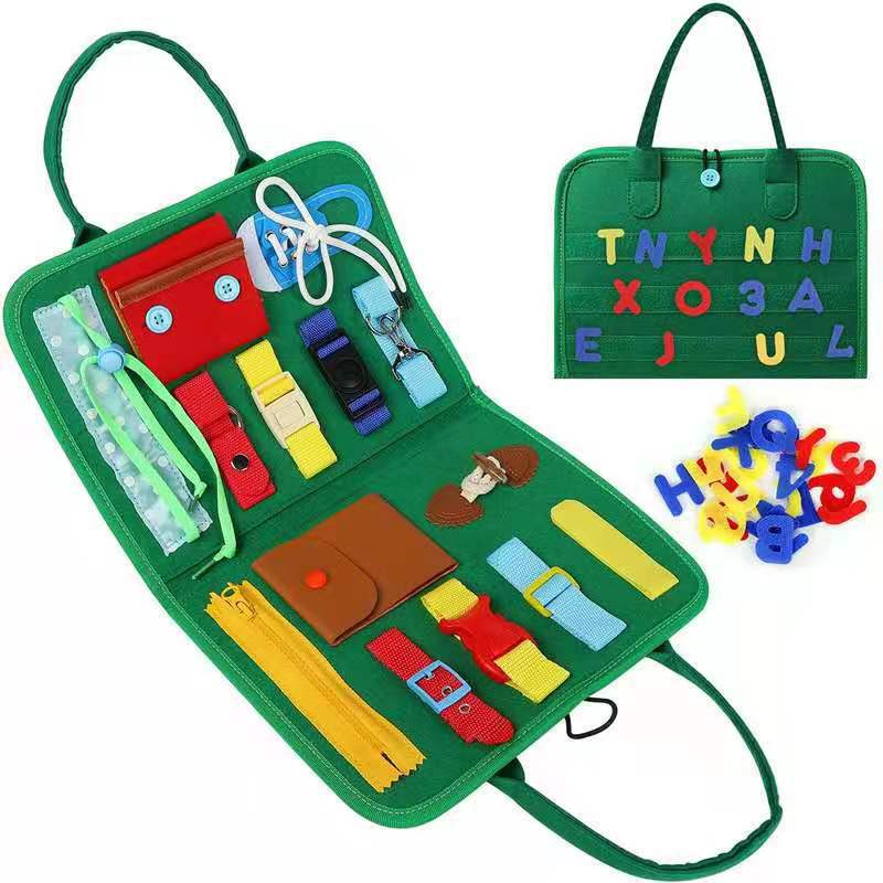 Montessori children's teaching aids dressing button portable felt busy board learning board educational baby toys