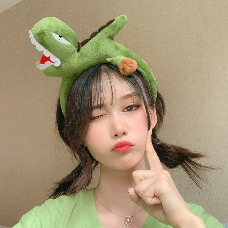 Cartoon plush funny doll headband headband belongs to carrot dinosaur head buckle hairpin live broadcast powder suction headband