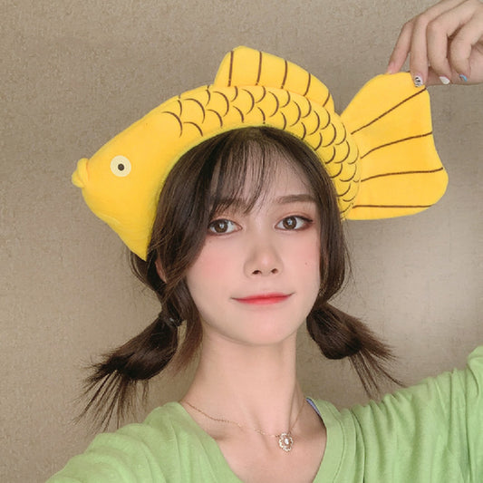 Cartoon plush funny doll headband headband belongs to carrot dinosaur head buckle hairpin live broadcast powder suction headband