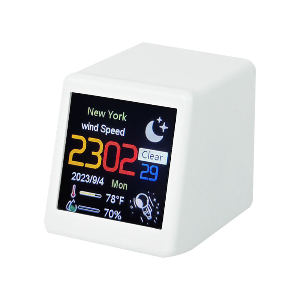 2023 new model cross-border supply smart weather station weather clock WIFI network update weather desktop ornaments