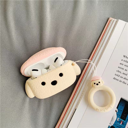 Cute Teddy Headphone Cover for Airpods 1 2/pro/3 Apple Blue Headphone Silicone Case