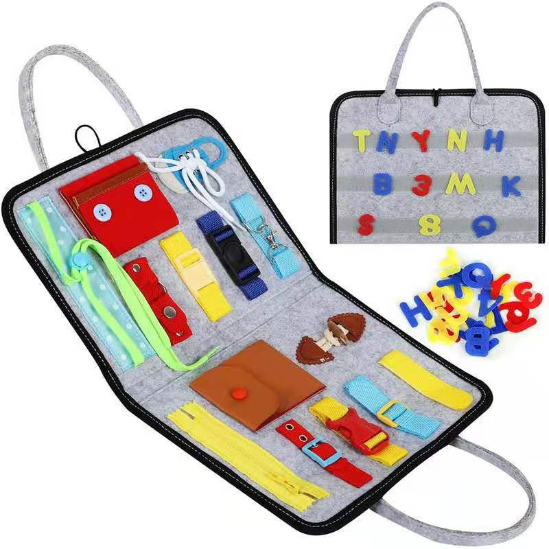 Montessori children's teaching aids dressing button portable felt busy board learning board educational baby toys