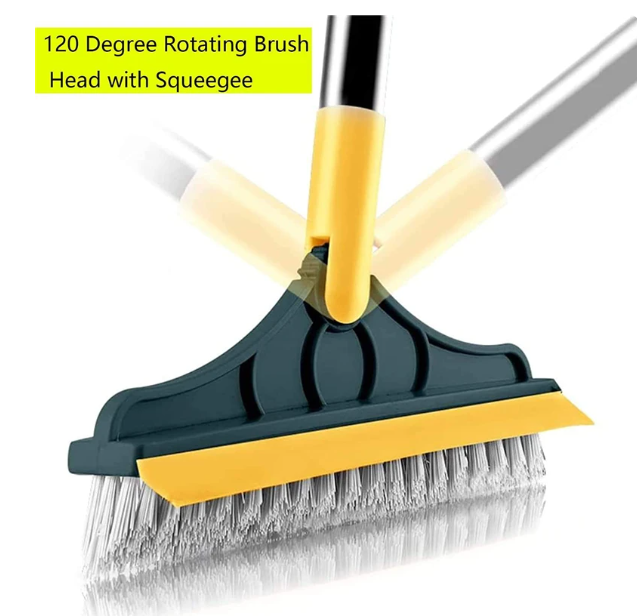 Corner Broom Scraper in use 120 Degree Rotating Brush Head with Squeegee